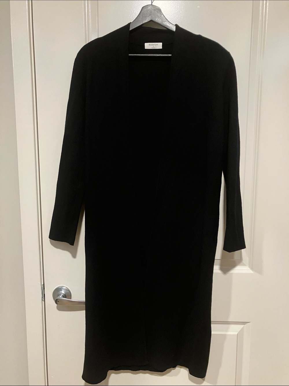 Aritzia Babton Black Long Open-Front Knit Cardigan